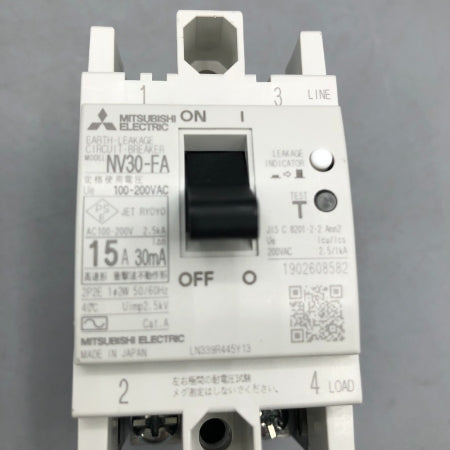 三菱電機 制御盤用漏電遮断器 NV30-FA 2P 15A 100-200V 30mA WA