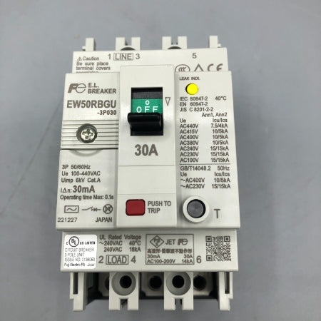 富士電機 UL認定品漏電遮断器 EW50RBGU-3P030B