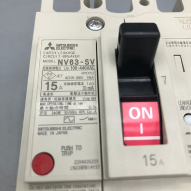 三菱電機 低圧遮断器 NV63-SV 3P 15A 100-440V 30MA
