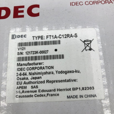 IDEC 表示器一体形コントローラ FT1A-C12RA-S