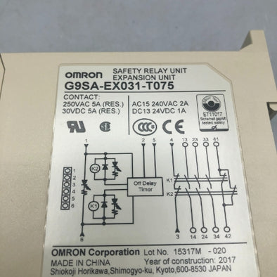 オムロン セーフティリレーユニット G9SA-EX031-T075