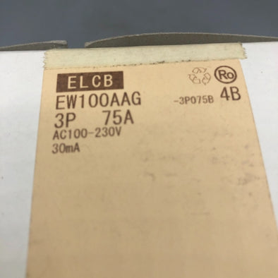 富士電機 一般配線用漏電遮断器 EW100AAG 3P 75A 30mA