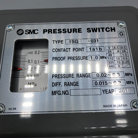 動作表示灯付圧力スイッチ  SMC ISG110-031
